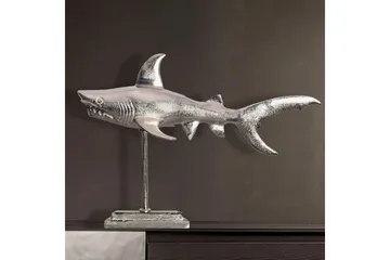 Dekorativ figur Wohnling Dekorhaj 70 cm aluminium, maritim stil Silver - Silver - Inredning - Dekoration & inredningsdetaljer - Prydnadssaker - Dekorationsfigur