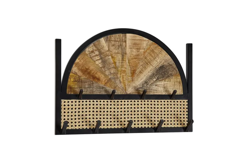 Kapprum Wohnling Väggmonterad klädhängare i massivt mangoträ 2-radig metallkrokslåda pulverlackerad, undefined