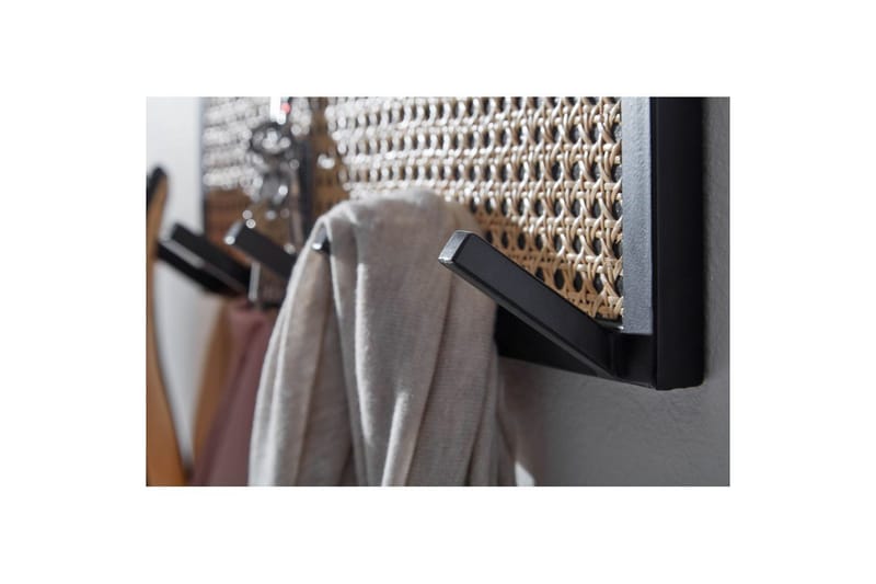 Kapprum Wohnling Väggmonterad klädhängare i massivt mangoträ 2-radig metallkrokslåda pulverlackerad - Förvaring - Klädförvaring - Klädhängare