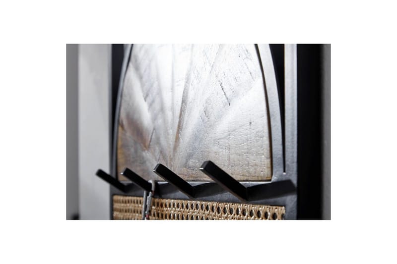 Kapprum Wohnling Väggmonterad klädhängare i massivt mangoträ 2-radig metallkrokslåda pulverlackerad - Förvaring - Klädförvaring - Klädhängare