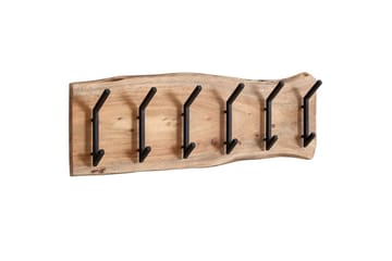 Kapprum Wohnling Väggmonterad klädhängare med 6 metallkrokar, knuttigt massivt trä - Förvaring - Klädförvaring - Klädhängare