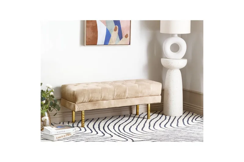 Sittbänk Roseville Beige/guld - Beige/guld - Inredning - Dekorbeslag - Möbelbeslag - Möbelben