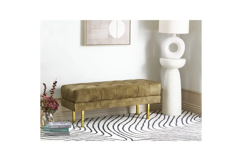 Sittbänk Roseville Grön/guld - Grön/guld - Möbler - Stolar & fåtöljer - Sittbänk - Hallbänk