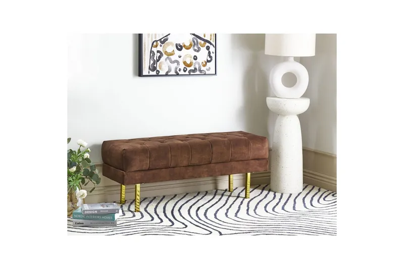 Sittbänk Roseville Mörkbrun/Guld - Mörkbrun/Guld - Möbler - Stolar & fåtöljer - Sittbänk - Hallbänk