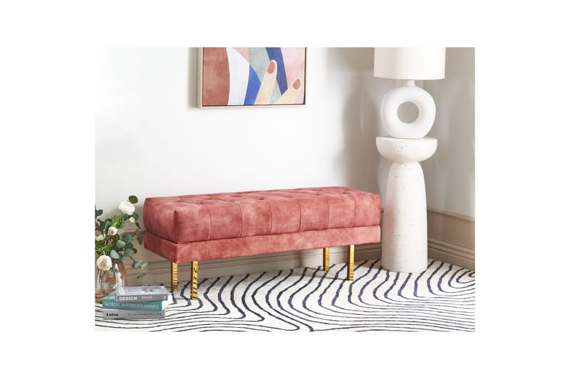 Sittbänk Roseville Rosa/guld - Rosa/guld - Möbler - Stolar & fåtöljer - Sittbänk - Hallbänk
