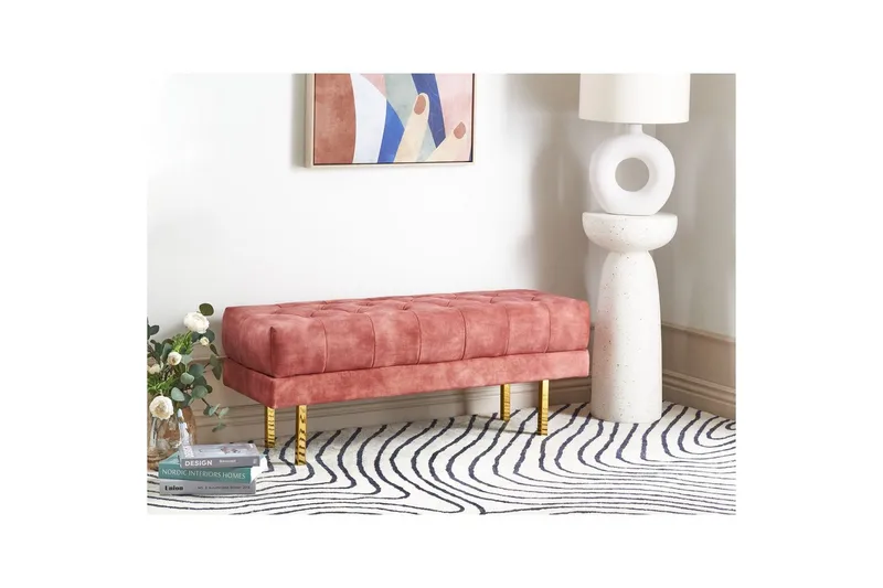 Sittbänk Roseville Rosa/guld - Rosa/guld - Möbler - Stolar & fåtöljer - Sittbänk - Hallbänk