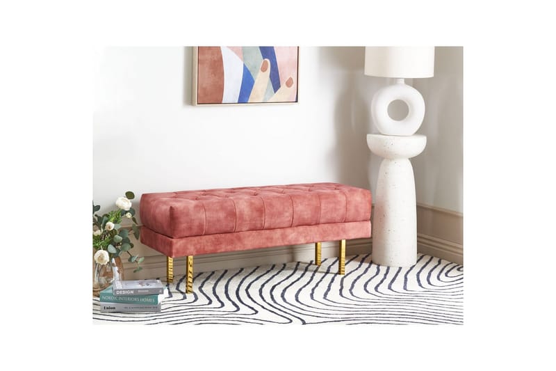 Sittbänk Roseville Rosa/guld - Rosa/guld - Inredning - Dekorbeslag - Möbelbeslag - Möbelben