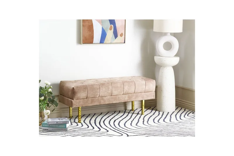 Sittbänk Roseville Taupe/guld - Taupe/guld - Möbler - Stolar & fåtöljer - Sittbänk - Hallbänk