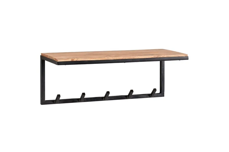 Vägghylla Wohnling Väggmonterad klädhängare i massivt trä och metall 70 cm industriell, undefined