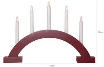 Abbe Stor Adventsljusstake Båge 46 cm - Elljusstake i Trä för Fönster - Vinröd - Inredning - Julpynt & helgdekoration - Julpynt & juldekoration