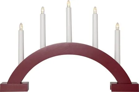 Abbe Stor Adventsljusstake Båge 46 cm - Elljusstake i Trä för Fönster, Vinröd