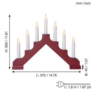 Ada Adventsljusstake 37.5 cm - Elljusstake i Trä för Fönster - Vinröd - Inredning - Julpynt & helgdekoration - Julpynt & juldekoration
