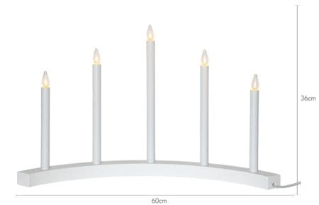 Adventsljusstake Accent 60x36 cm 5 ljus E10 - Vit - Inredning - Julpynt & helgdekoration - Julpynt & juldekoration