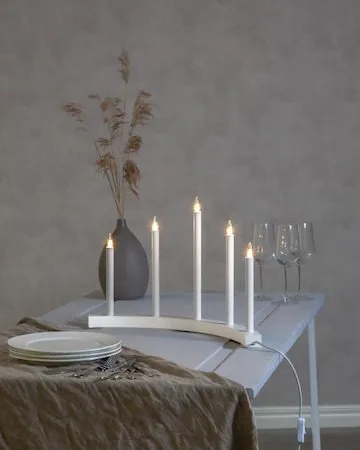 Adventsljusstake Accent 60x36 cm 5 ljus E10 - Vit - Inredning - Julpynt & helgdekoration - Julpynt & juldekoration