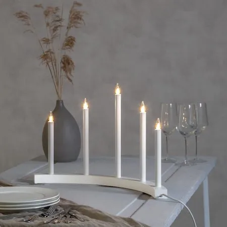 Adventsljusstake Accent 60x36 cm 5 ljus E10 - Vit - Inredning - Julpynt & helgdekoration - Julpynt & juldekoration