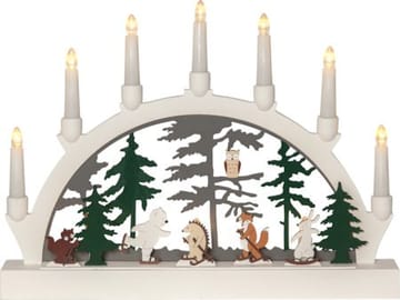 Adventsljusstake Forest Friends 45x33 cm 7 ljus Batteridriven - Vit / Grön / Brun - Inredning - Julpynt & helgdekoration - Julpynt & juldekoration