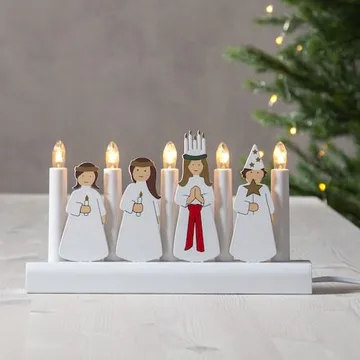 Adventsljusstake Julia Lucia 28x15 cm 5 ljus E10 - Vit - Inredning - Julpynt & helgdekoration - Julpynt & juldekoration