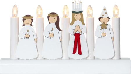 Adventsljusstake Julia Lucia 28x15 cm 5 ljus E10 - Vit - Inredning - Julpynt & helgdekoration - Julpynt & juldekoration