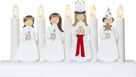 Adventsljusstake Julia Lucia 28x15 cm 5 ljus E10 - Vit - Inredning - Julpynt & helgdekoration - Julpynt & juldekoration