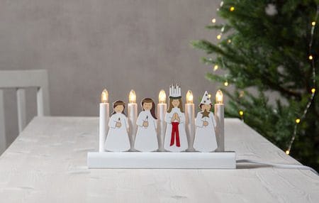 Adventsljusstake Julia Lucia 28x15 cm 5 ljus E10 - Vit - Inredning - Julpynt & helgdekoration - Julpynt & juldekoration