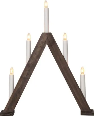 Albo Adventsljusstake 34 cm - Elljusstake i Trä för Fönster, Mörkbrun