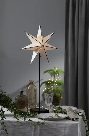 Astro Stjärna på fot 35 cm, vit och beige
