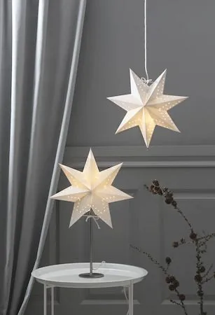 Bobo Adventsstjärna på Fot 34 cm - Jullampa i papper & metall - Vit - Inredning - Julpynt & helgdekoration - Julpynt & juldekoration