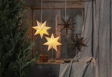 Bobo Adventsstjärna på Fot 34 cm - Jullampa i papper & metall - Vit - Inredning - Julpynt & helgdekoration - Julpynt & juldekoration