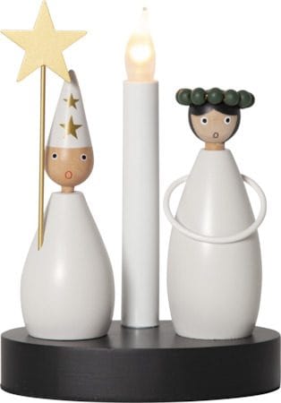 Christmas Joy Lucia 16 cm - Rund Ljusstake i Trä - Vit - Inredning - Julpynt & helgdekoration - Julpynt & juldekoration
