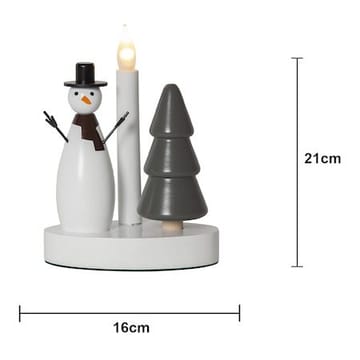 Christmas Joy Snögubbe 16 cm - Rund Ljusstake i Trä - Vit - Inredning - Julpynt & helgdekoration - Julpynt & juldekoration