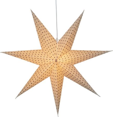 Cotton Adventsstjärna 60 cm - Jullampa i papper, Beige med röda prickar
