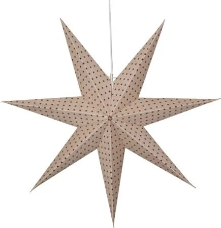 Cotton Pappersstjärna 60 cm, beige med röda prickar