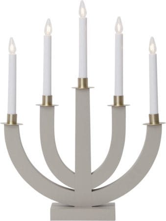 Eli Ljusstake 37 cm, beige med guldmålad dekoration