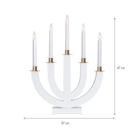 Eli Ljusstake 37 cm - vit med guldmålad dekoration - Inredning - Julpynt & helgdekoration - Julpynt & juldekoration