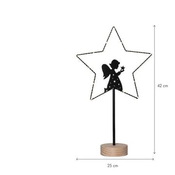 Glimta Inomhusdekoration belysning 25 cm - svart med naturfärgad träbas - Inredning - Julpynt & helgdekoration - Julpynt & juldekoration