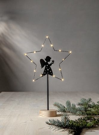 Glimta Inomhusdekoration belysning 25 cm - svart med naturfärgad träbas - Inredning - Julpynt & helgdekoration - Julpynt & juldekoration