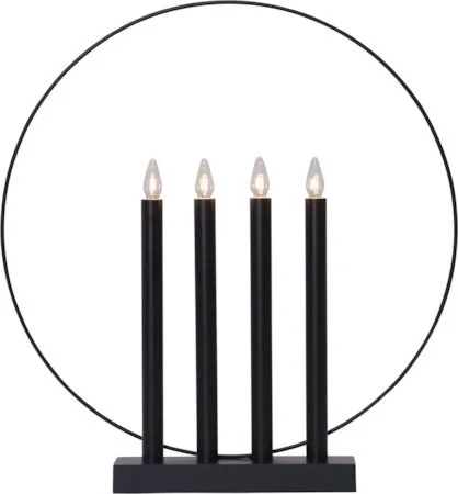Glory Ljusstake 42 cm, svart med mässingsfärgad dekoration