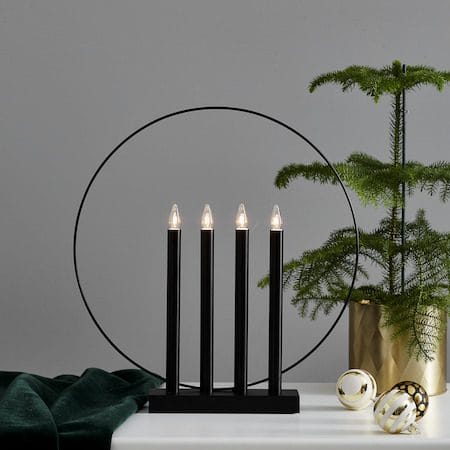 Glory Ljusstake 42 cm - svart med mässingsfärgad dekoration - Inredning - Julpynt & helgdekoration - Julpynt & juldekoration