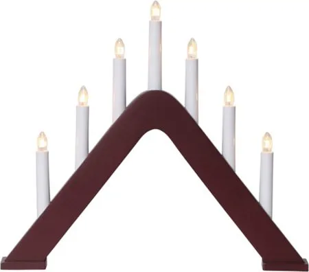 Jarve Adventsljusstake 41 cm - Elljusstake i Trä för Fönster, Mörk Vinröd