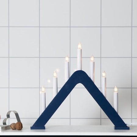 Jarve Adventsljusstake 41 cm - Elljusstake i Trä för Fönster - Marinblå - Inredning - Julpynt & helgdekoration - Julpynt & juldekoration
