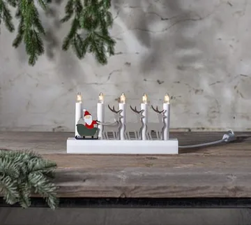 Julia Adventsljusstake Tomte & Renar 28 cm - Ljusstake i Trä för Advent - Vit - Inredning - Julpynt & helgdekoration - Julpynt & juldekoration