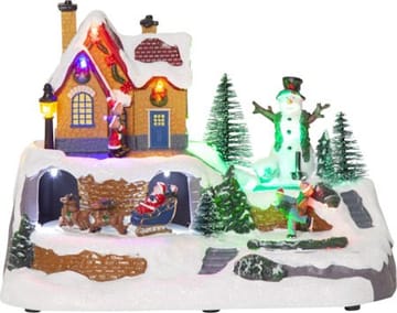 Juldekoration Winterville Roterande Julby 23,5x17 cm - Flerfärgad - Inredning - Julpynt & helgdekoration - Julpynt & juldekoration - Julängel & julfigur