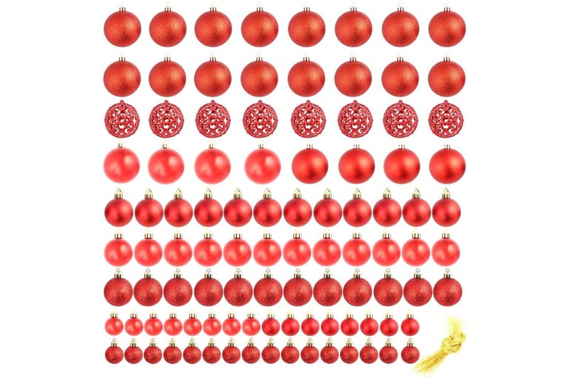 Julgranskulor 100 delar set 3/4/6 cm röd - Röd - Julpynt & juldekoration - Julgranspynt & julgranskulor