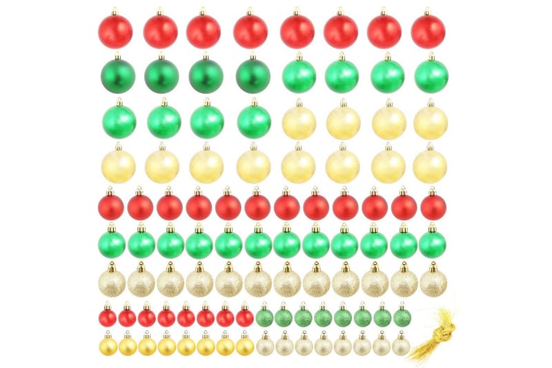Julgranskulor 100 st röd/guld/grön - Flerfärgad - Inredning - Julpynt & helgdekoration - Julpynt & juldekoration