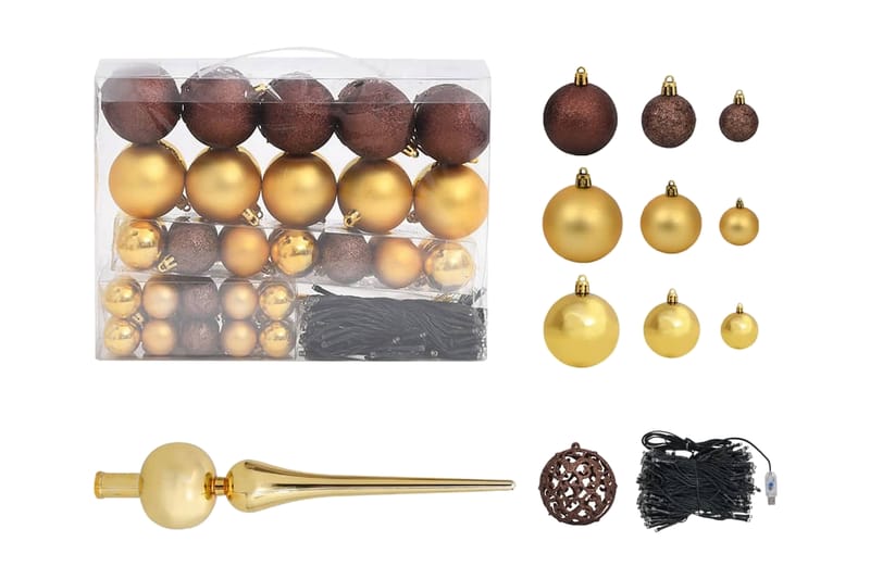 Julgranskulor 120 st med spira och 300 LED guld och brons - Guld/Brons - Julpynt & juldekoration - Julgranspynt & julgranskulor