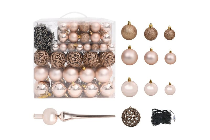 Julgranskulor 120 st med spira och 300 LED roséguld - Roséguld - Inredning - Julpynt & helgdekoration - Julpynt & juldekoration