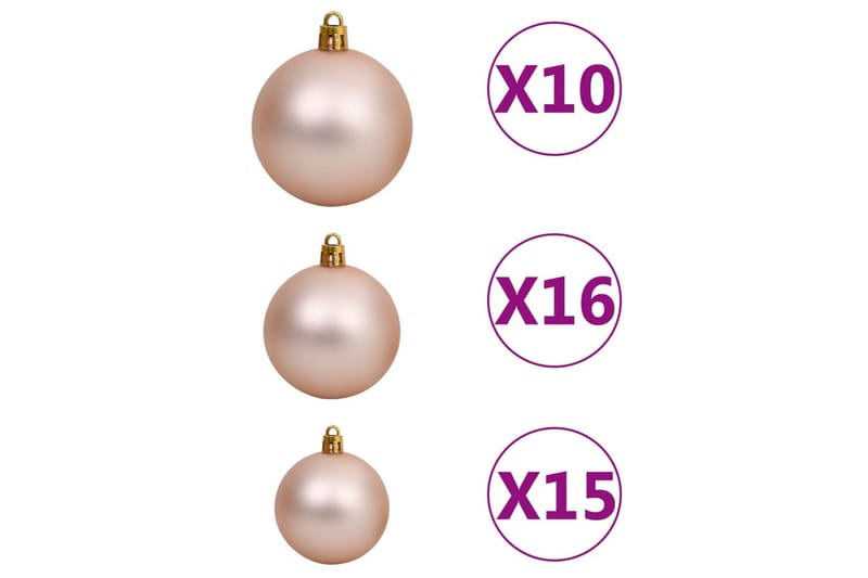 Julgranskulor 120 st med spira och 300 LED roséguld - Roséguld - Inredning - Julpynt & helgdekoration - Julpynt & juldekoration