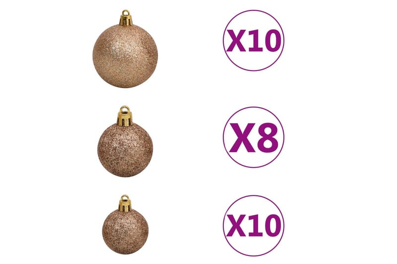 Julgranskulor 120 st med spira och 300 LED roséguld - Roséguld - Inredning - Julpynt & helgdekoration - Julpynt & juldekoration