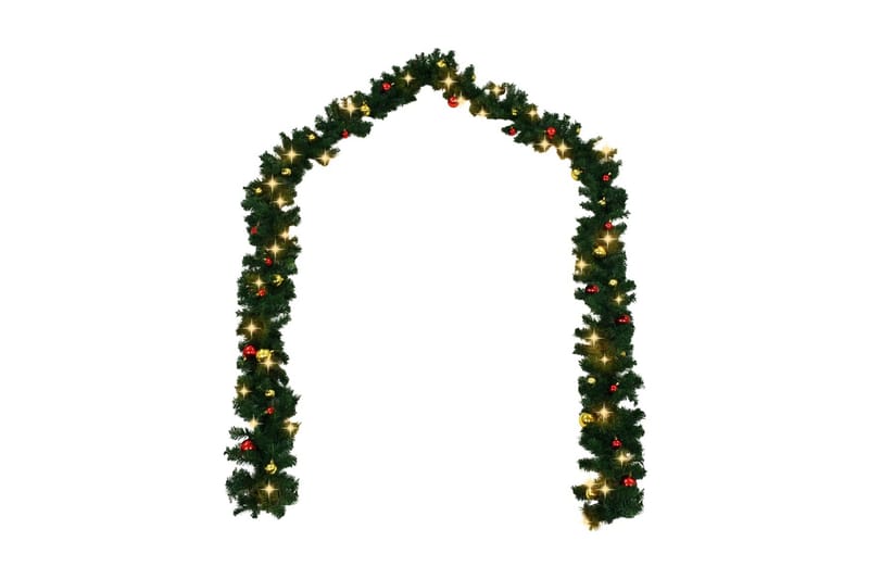 Julkrans dekorerad med julkulor och LED-lampor 5 m - Grön - Inredning - Julpynt & helgdekoration - Julpynt & juldekoration - Julkrans