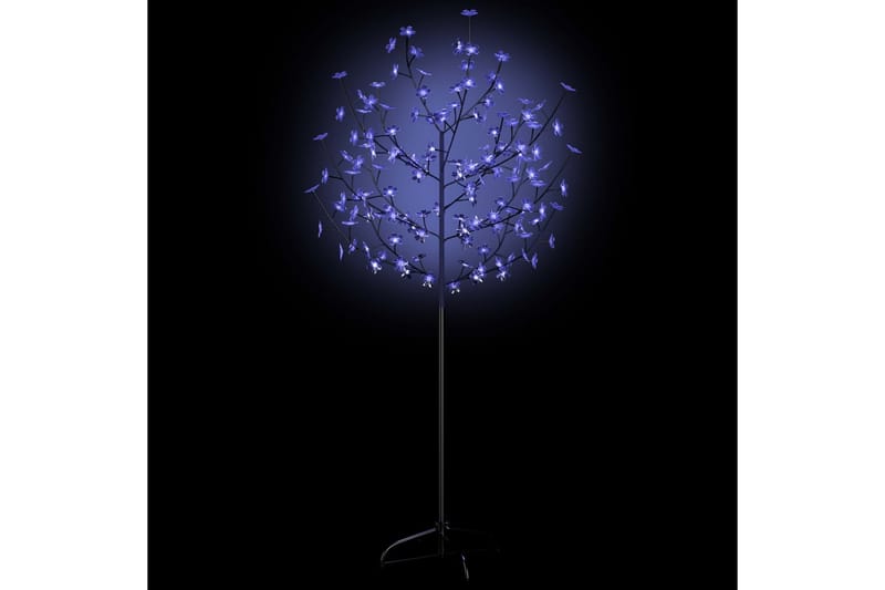 Plastgran 120 LEDs körsbärsblommor blått ljus 150 cm - Svart - Plastgran